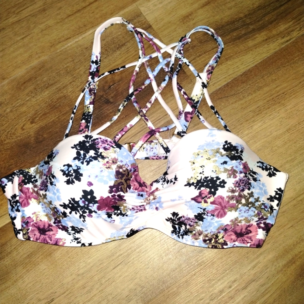 Francesca's Push Up Floral Swim Top Large